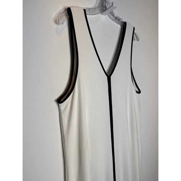 Maeve by Anthropologie Mid-2010s Ivory Black Piped Stretch Midi Dress Size 1X - Picture 8 of 10